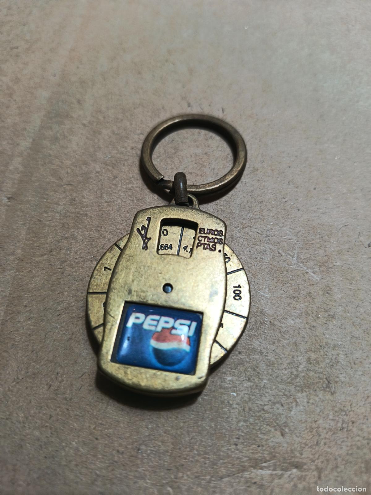Collectionnisme de portes-cl&eacute;s: LLAVERO EN METAL PEPSI. RUEDA GIRATORIA CONVERTIDOR EUROS-PTS