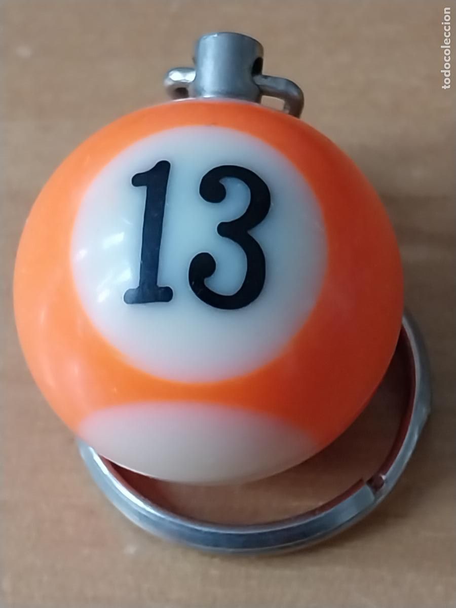 Colecionismo de porta-chaves: BOLA BILLAR 13 RAYADA NARANJA 2.52CMS LLAVERO VINTAGE
