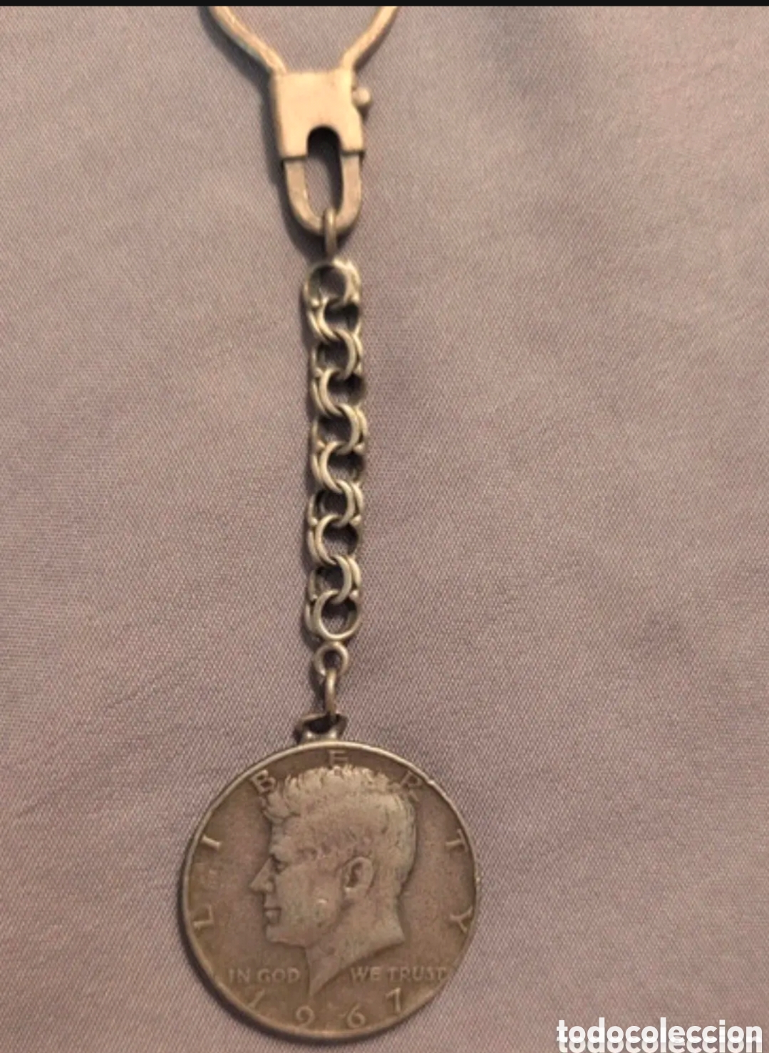 Coleccionismo de llaveros: Llavero antiguo moneda kennedy - Foto 1