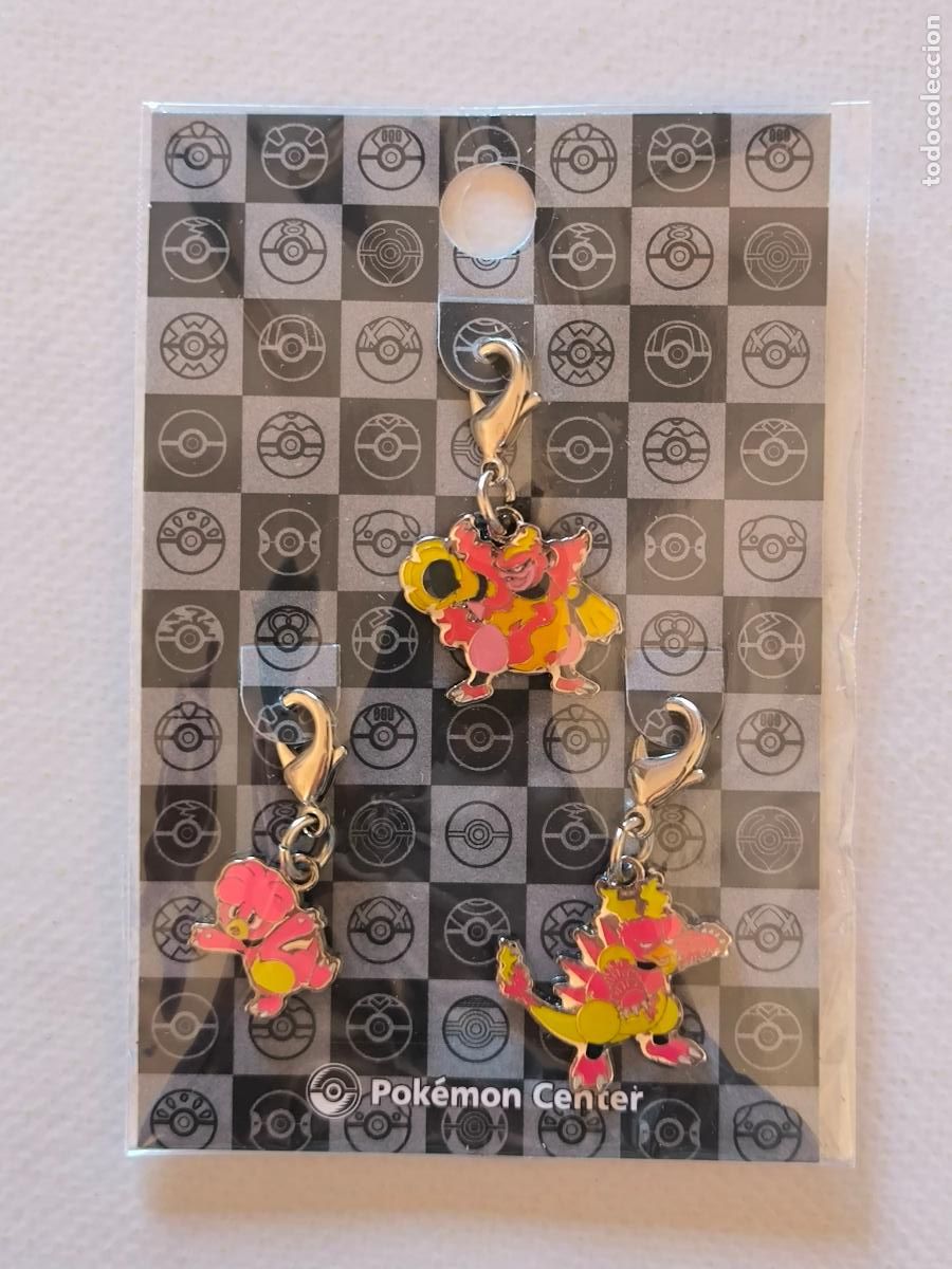 Coleccionismo de llaveros: LLAVEROS POKEMON CENTER - MAGMAR, MAGBY Y MAGMORTAR # 126, # 240 Y # 467 - METAL CHARM (&Ntilde;7C#w)