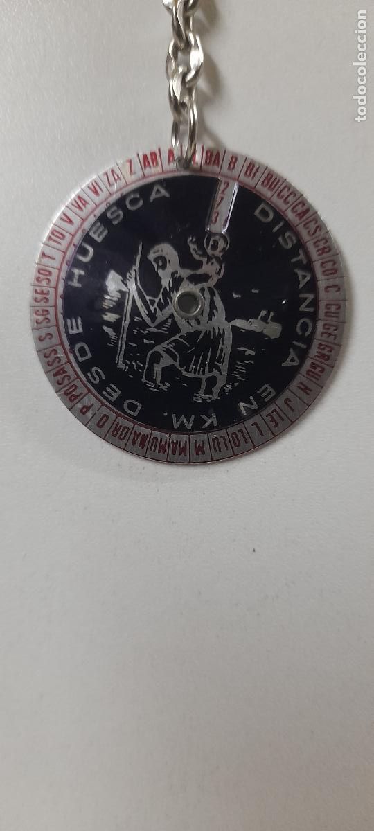 Coleccionismo de llaveros: ANTIGUO LLAVERO DE LA DISTANCIA EN KILOMETROS DESDE HUESCA - ABAD ( HUESCA ) . ORIGINAL A&Ntilde;OS 60 / 70