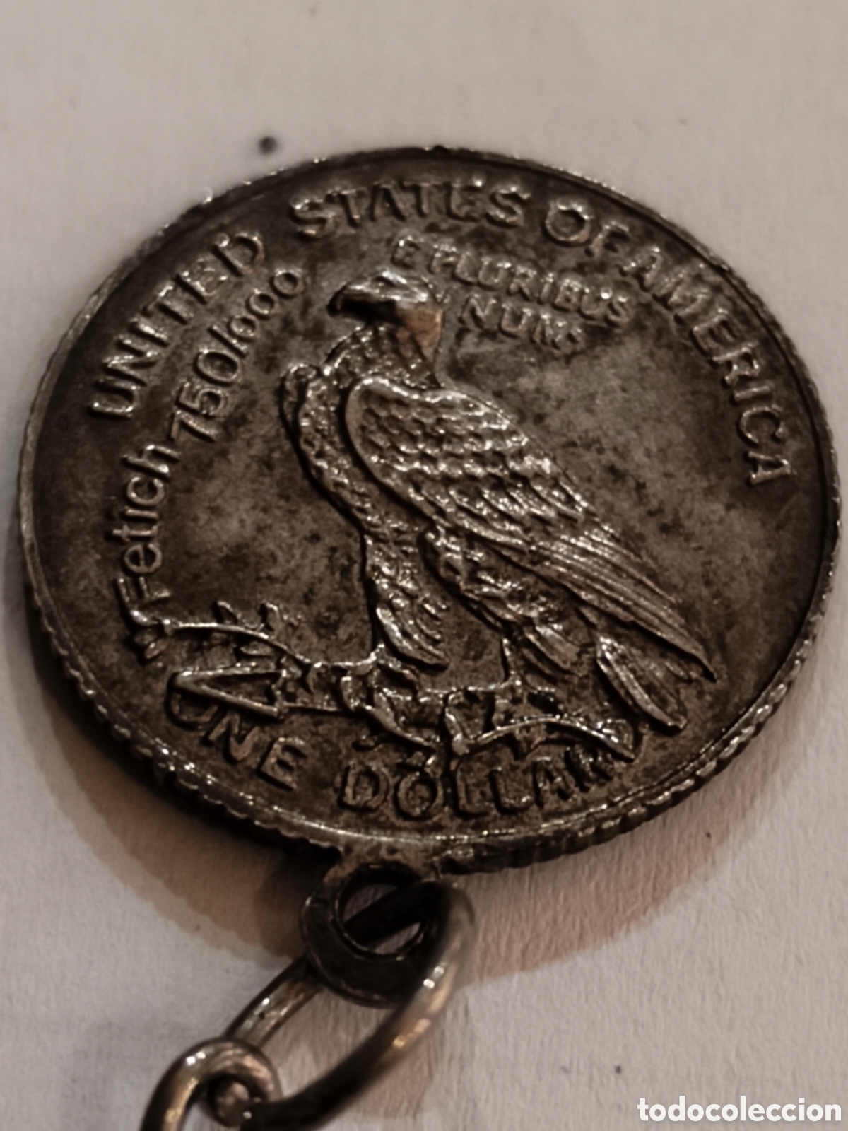 Coleccionismo de llaveros: DOLAR. MUY RARO LLAVERO MONEDA MEDALLA SIMIL ONE DOLLAR DE 1971 PLATA O BA&Ntilde;O DE PLATA
