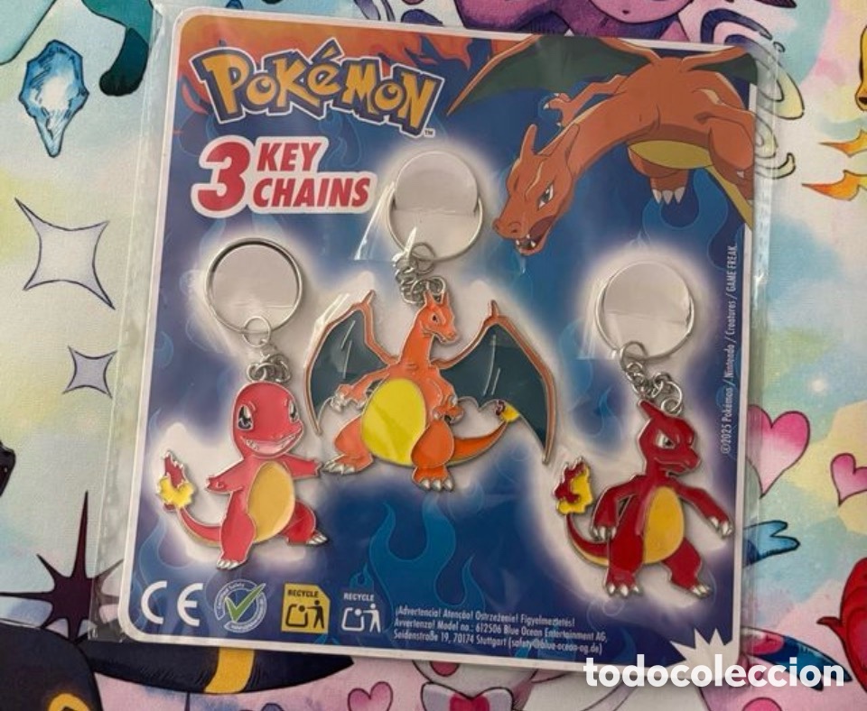 Coleccionismo de llaveros: Set llaveros key chains Charizard fuego iniciales Pokemon