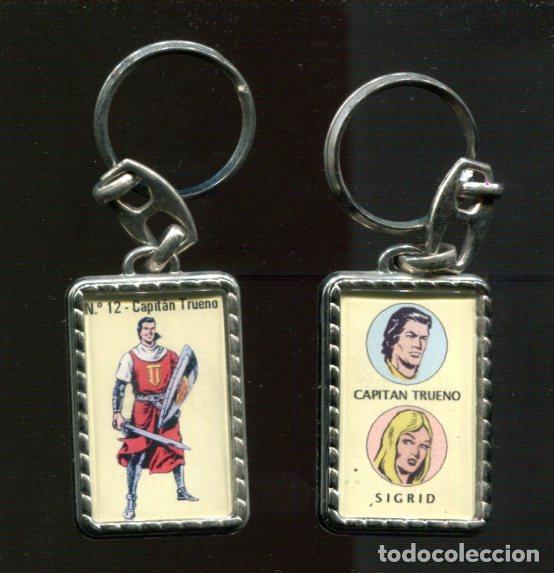 Collectionnisme de portes-cl&eacute;s: Llaveros comic espa&ntilde;ol: El Capitan Trueno con ropa roja y trasera cara suya y la de Sigrid - Varios