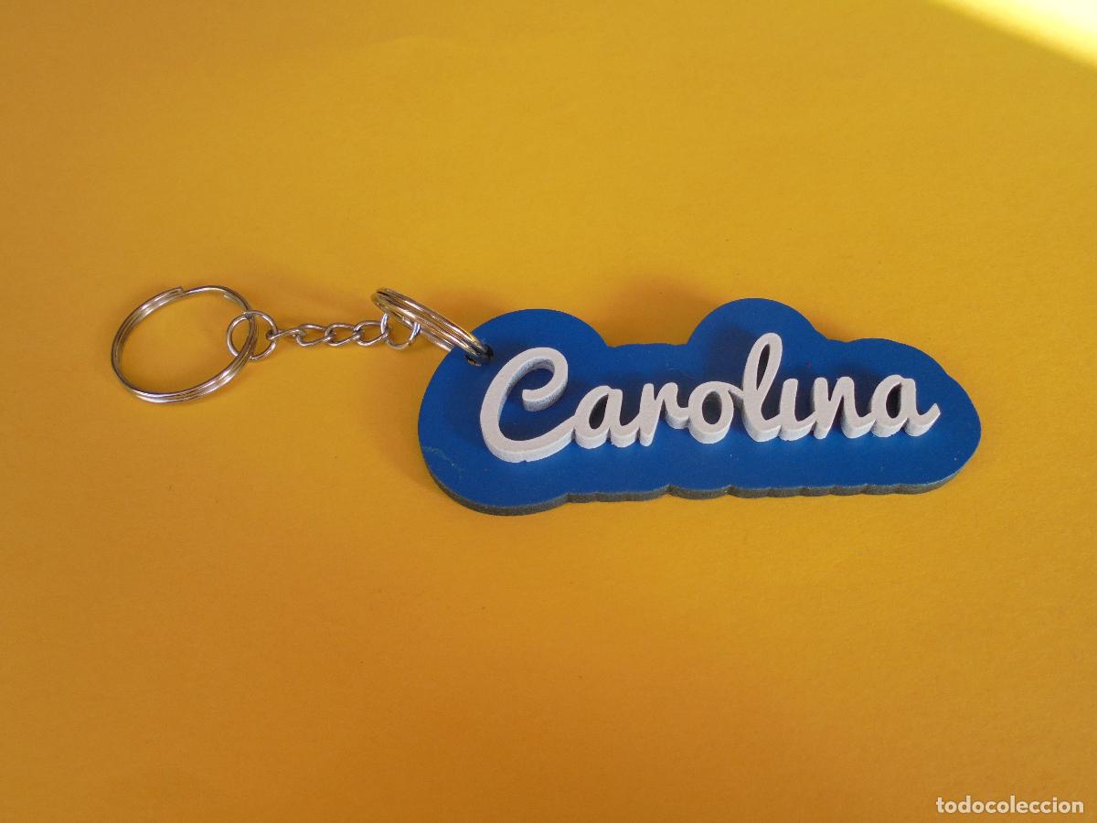 Collection of Keychains: LLAVERO PERSONALIZADO CON NOMBRE EN MADERA - CAROLINA - PINTADO A MANO - REGALO ORIGINAL