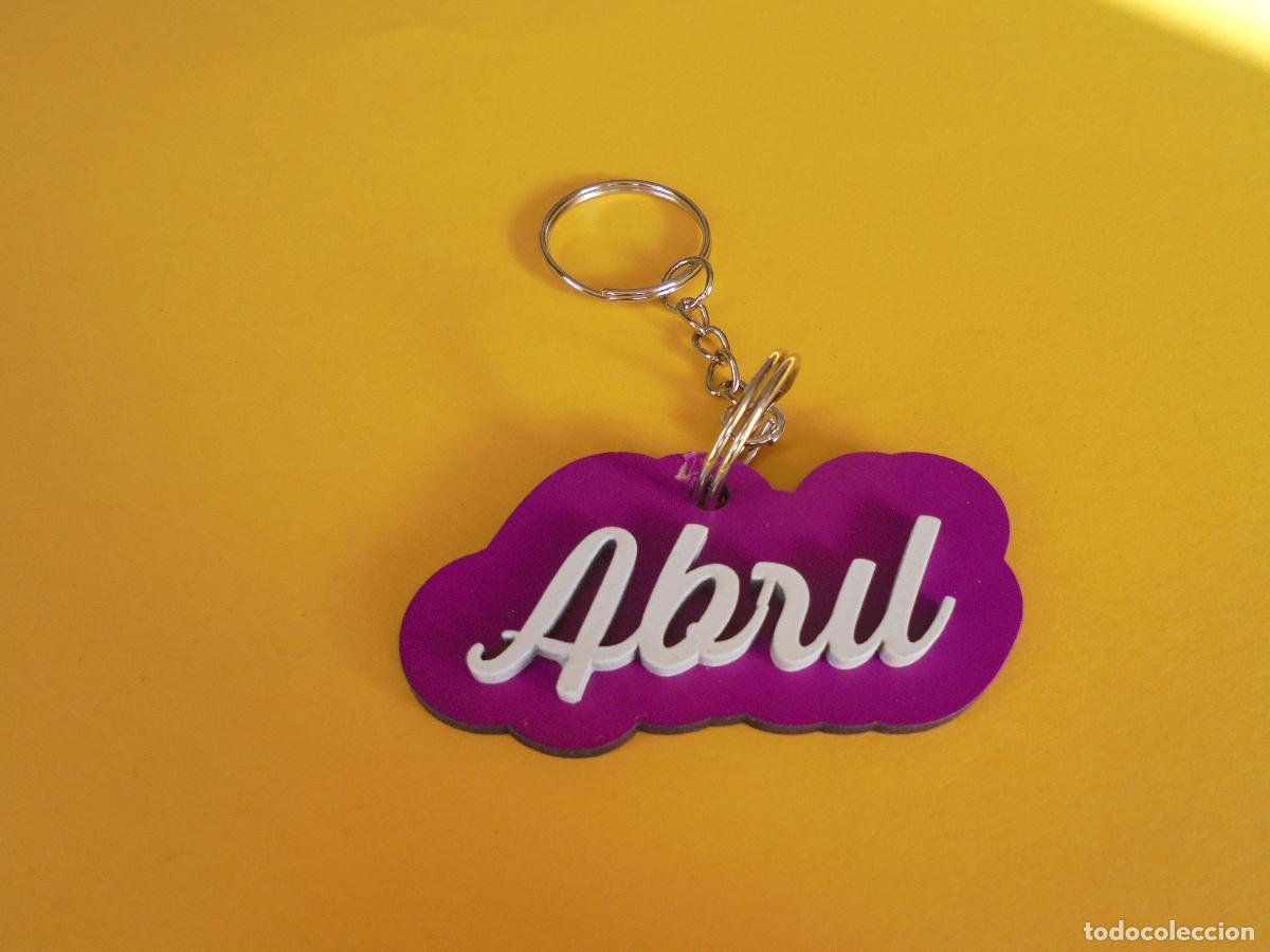 Coleccionismo de llaveros: LLAVERO PERSONALIZADO CON NOMBRE EN MADERA - ABRIL - PINTADO A MANO - REGALO ORIGINAL