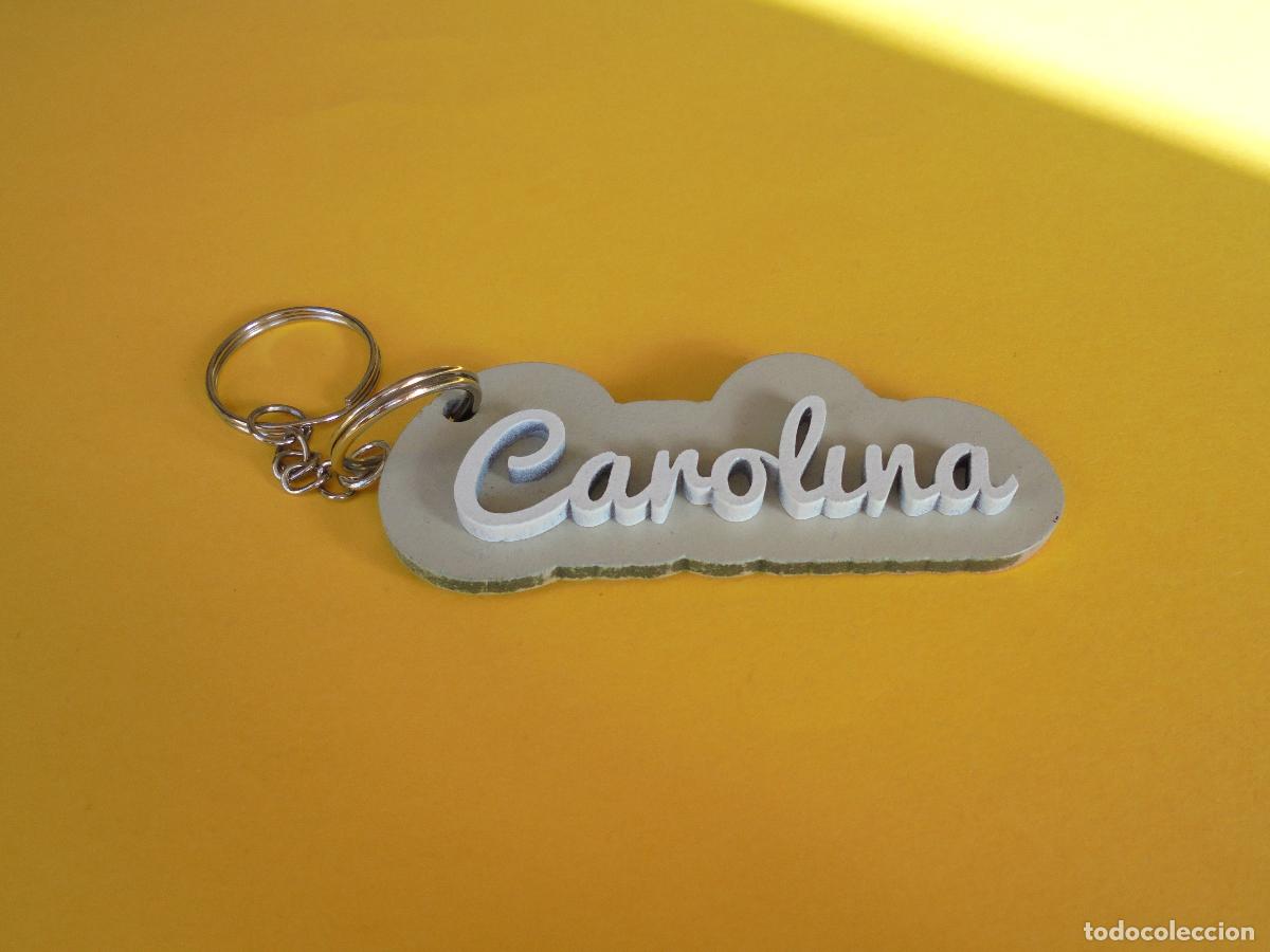 Collection of Keychains: LLAVERO PERSONALIZADO CON NOMBRE EN MADERA - CAROLINA - PINTADO A MANO - REGALO ORIGINAL