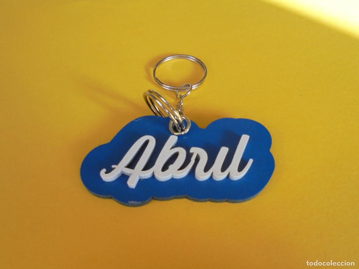 Collection of Keychains: LLAVERO PERSONALIZADO CON NOMBRE EN MADERA - ABRIL - PINTADO A MANO - REGALO ORIGINAL