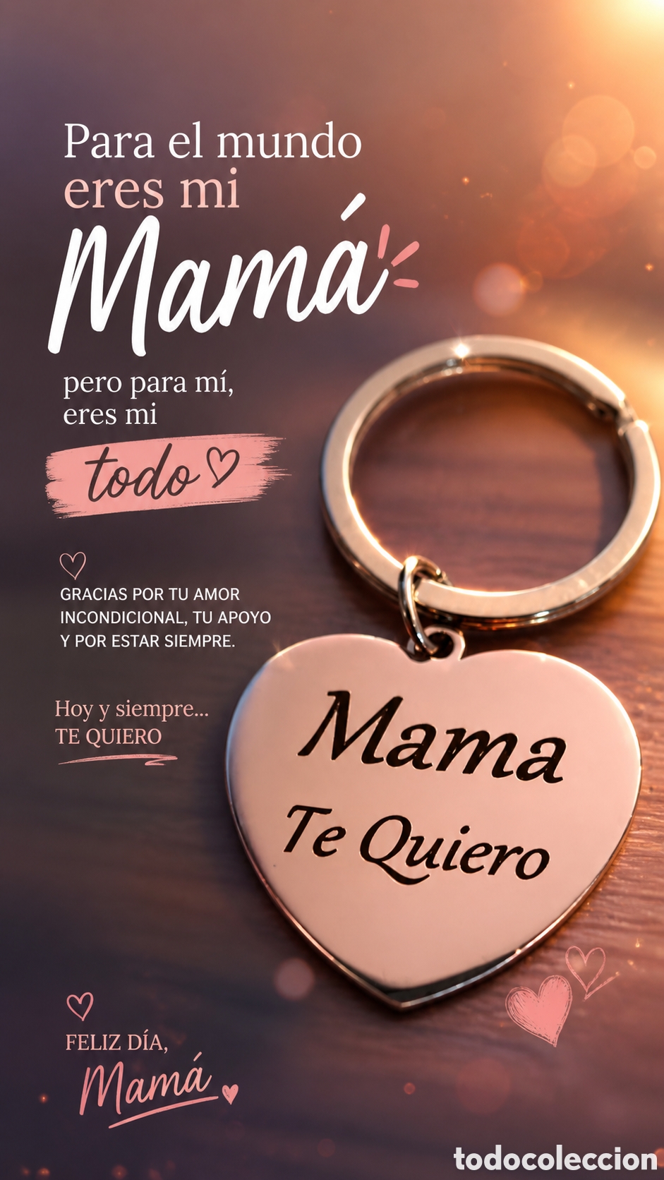 Collection of Keychains: Llavero coraz&oacute;n de acero 316L con grabado MAMA TE QUIERO