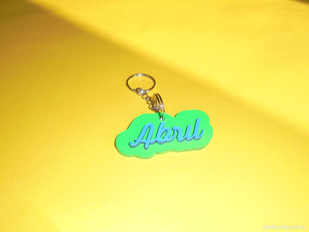 Coleccionismo de llaveros: LLAVERO PERSONALIZADO CON NOMBRE EN MADERA - ABRIL - PINTADO A MANO - REGALO ORIGINAL