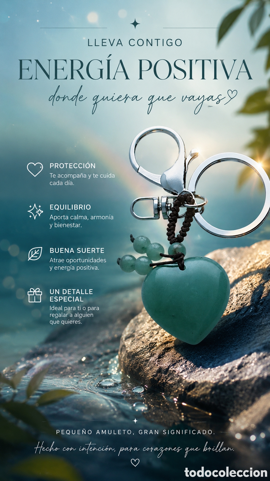 Coleccionismo de llaveros: Llavero Coraz&oacute;n Aventurina Verde Natural