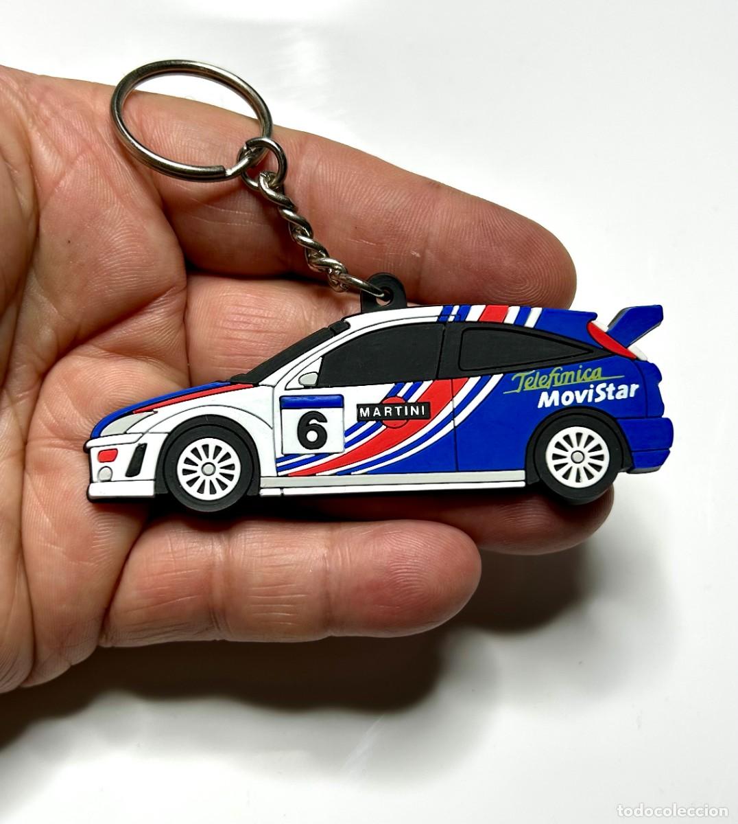 Coleccionismo de llaveros: 3892.Llavero de goma del Ford Focus WRC con publicidad de Martini Racing y Telef&oacute;nica/Movistar