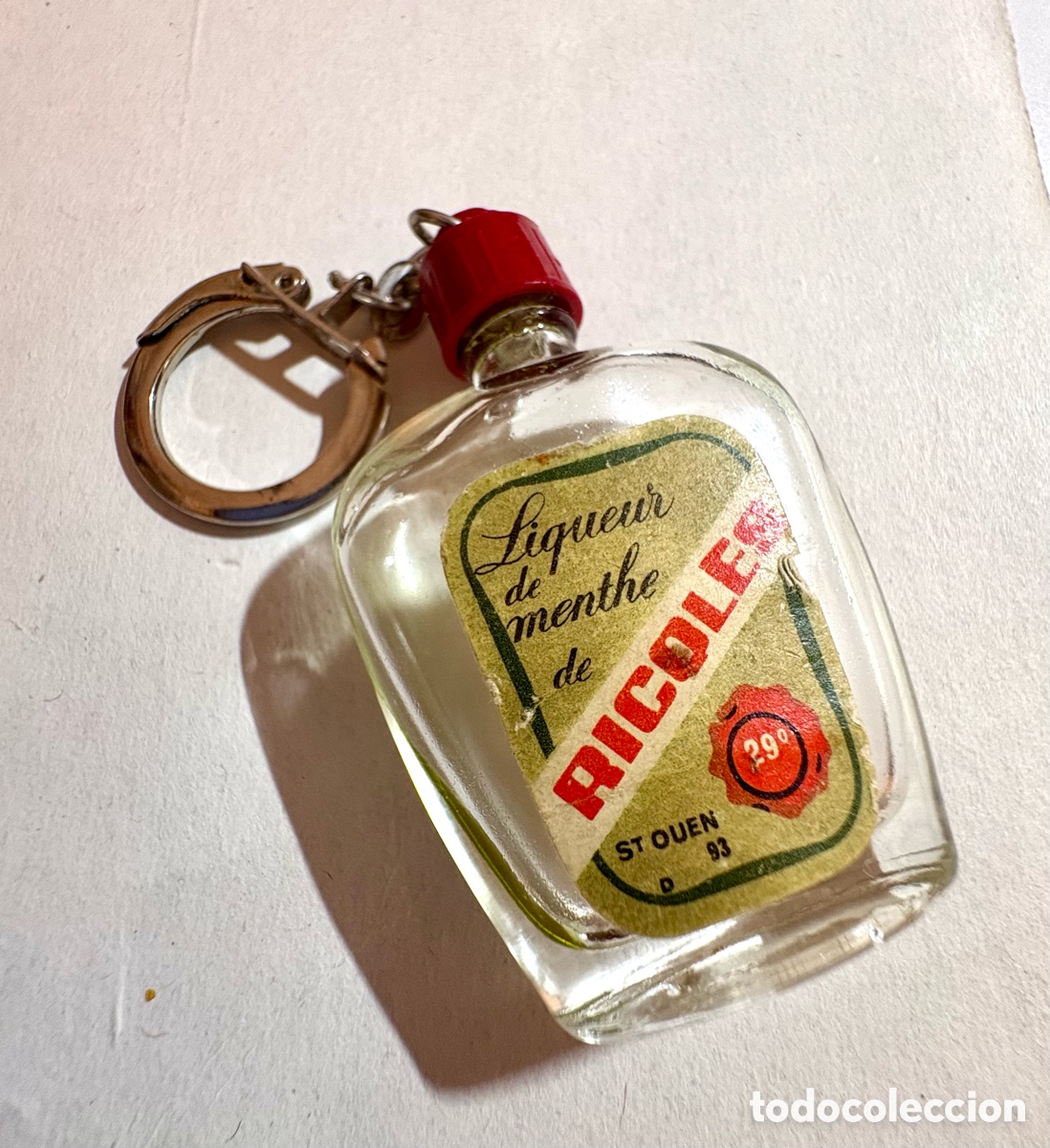 Coleccionismo de llaveros: Llavero Vintage Publicitario Ricql&egrave;s - Botellita Miniatura Licor de Menta - Francia A&ntilde;os 60/70