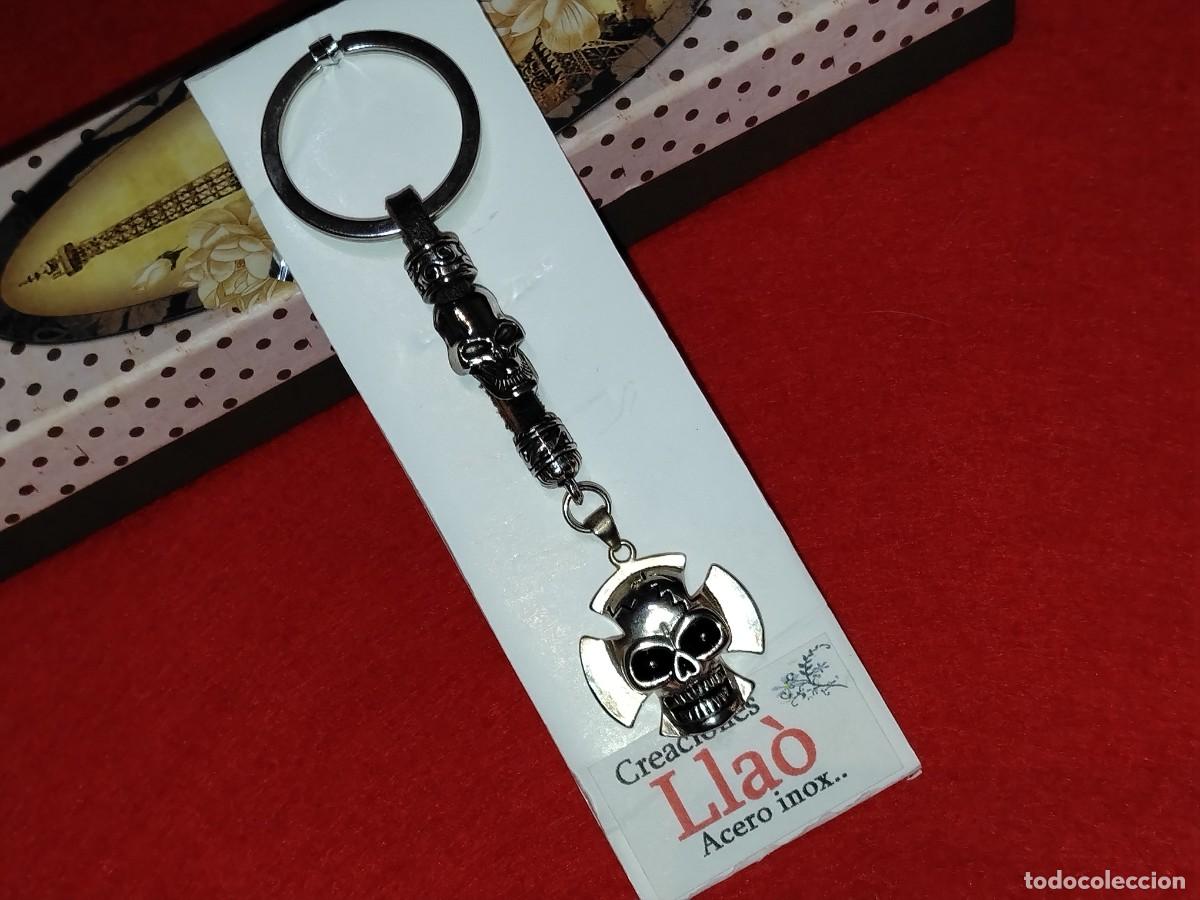 Coleccionismo de llaveros: LLAVERO CALAVERA DE PLATA Y MONTAJE EN ACERO INOX