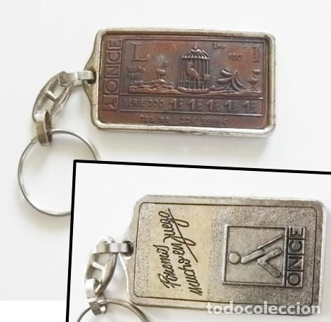 Collectionnisme de portes-cl&eacute;s: LLAVERO LA ONCE ORGANIZACI&Oacute;N NACIONAL DE CIEGOS ESPA&Ntilde;OLES - CON FORMA DE CUP&Oacute;N - LOGOTIPO PUBLICIDAD