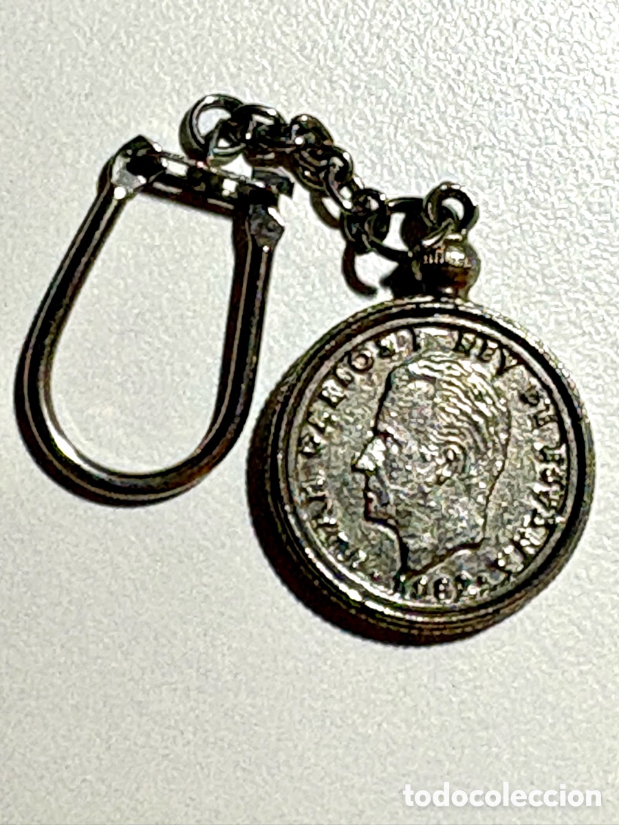 Coleccionismo de llaveros: Llavero Antiguo con R&eacute;plica de Moneda de 100 Pesetas (1982) - Rey Juan Carlos I