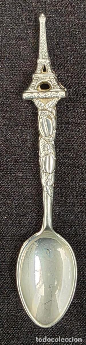 Coleccionismo de llaveros: Cucharilla Souvenir Vintage Par&iacute;s Torre Eiffel Plateada 12 cm Francia