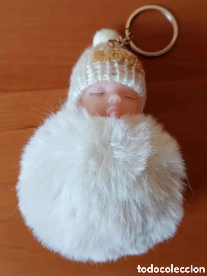 Colecionismo de porta-chaves: Llavero pomp&oacute;n beb&eacute; con gorrito