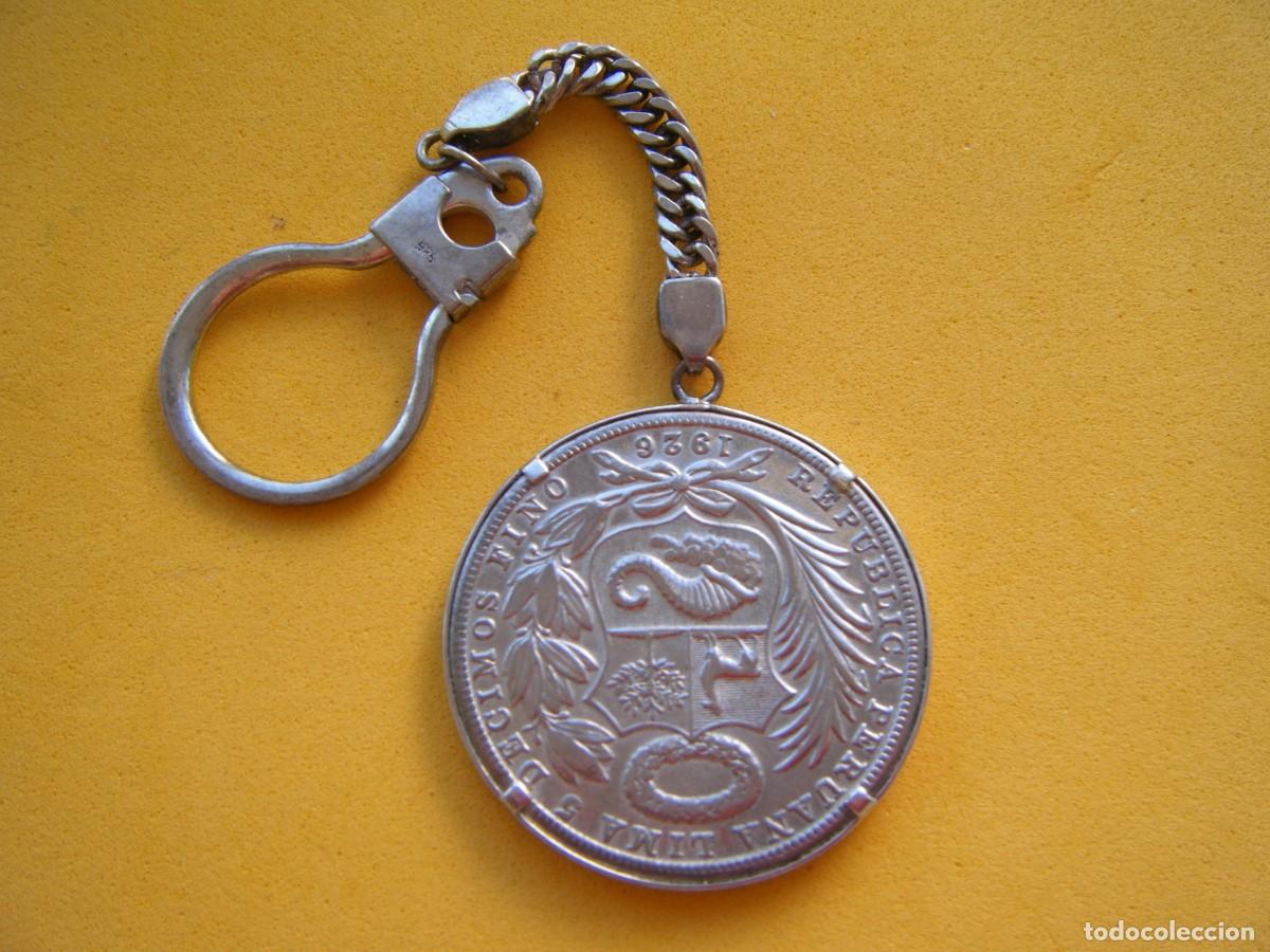 Coleccionismo de llaveros: LLAVERO DE PLATA CON MONEDA DE UN SOL PERUANO - Foto 2