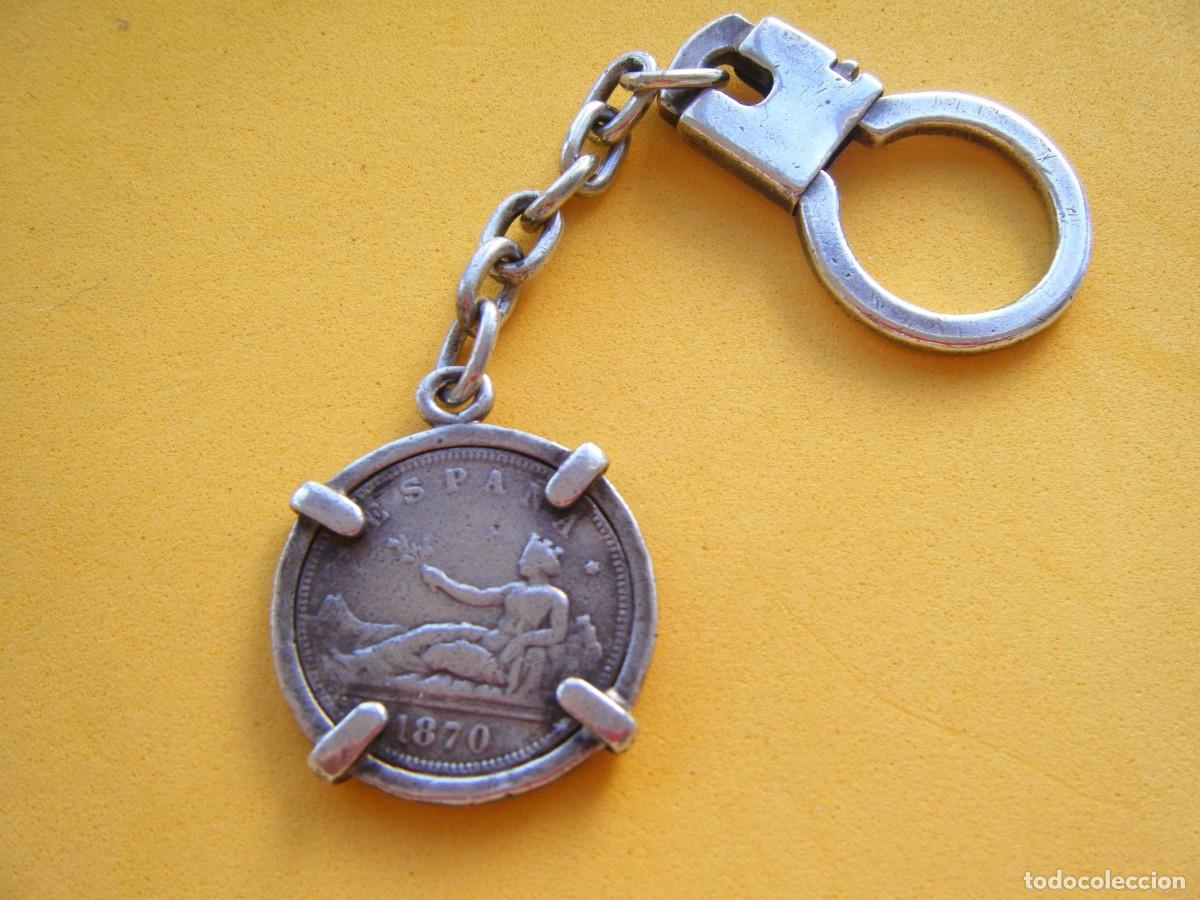 Coleccionismo de llaveros: LLAVERO DE PLATA CON MONEDA DE DOS PESETAS