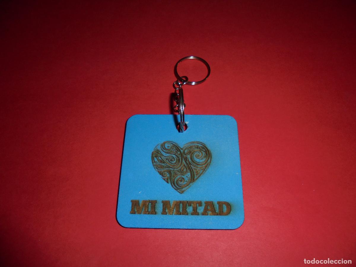 Coleccionismo de llaveros: LLAVERO ARTESANAL DE MADERA GRABADA - MI MITAD - CORAZON - ROMANTICO - REGALO