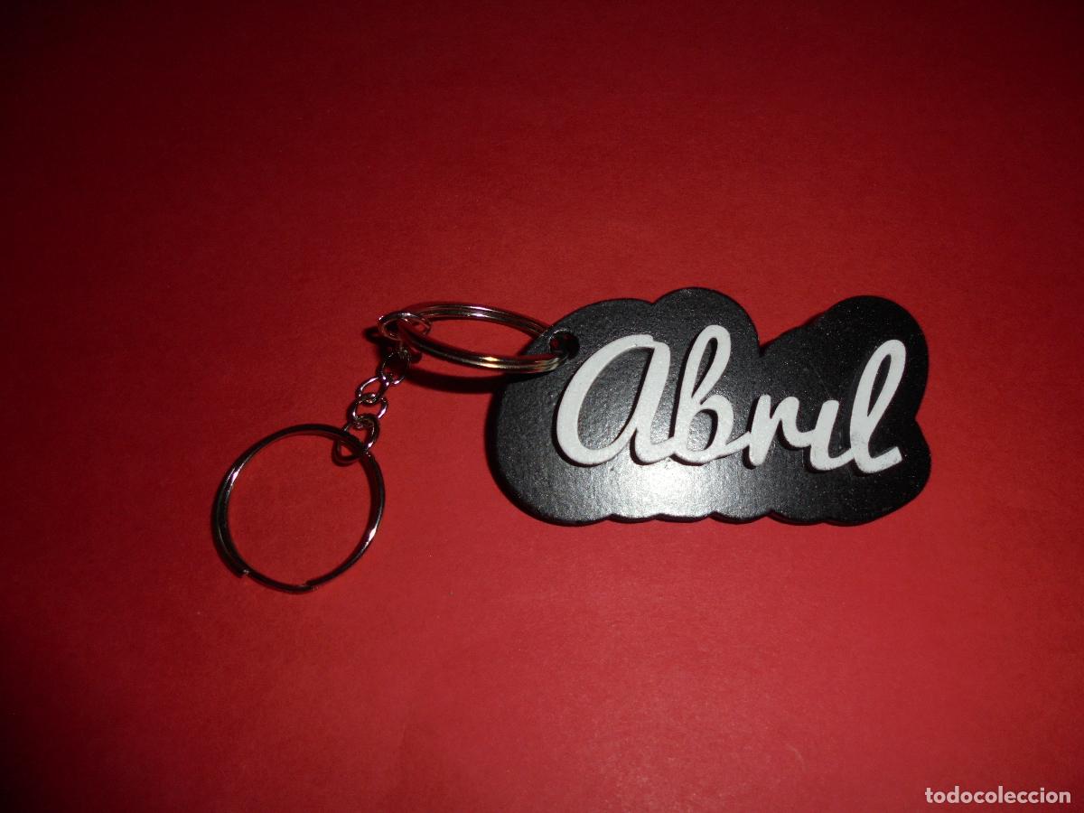 Coleccionismo de llaveros: LLAVERO PERSONALIZADO CON NOMBRE EN MADERA - ABRIL - PINTADO A MANO - REGALO ORIGINAL