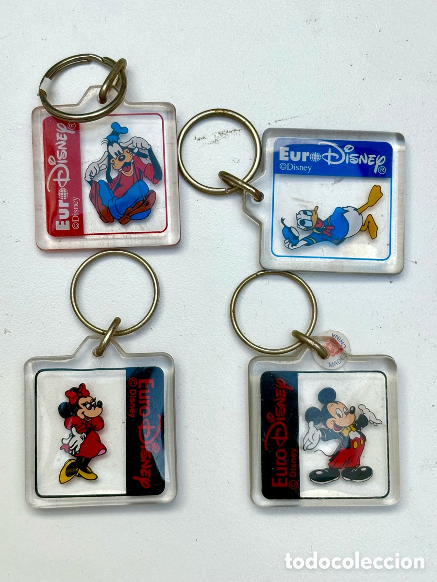 Coleccionismo de llaveros: LOTE 4 Llaveros Conmemorativos Euro Disney Par&iacute;s 1992 Vintage Genuinos. ORIGINAL