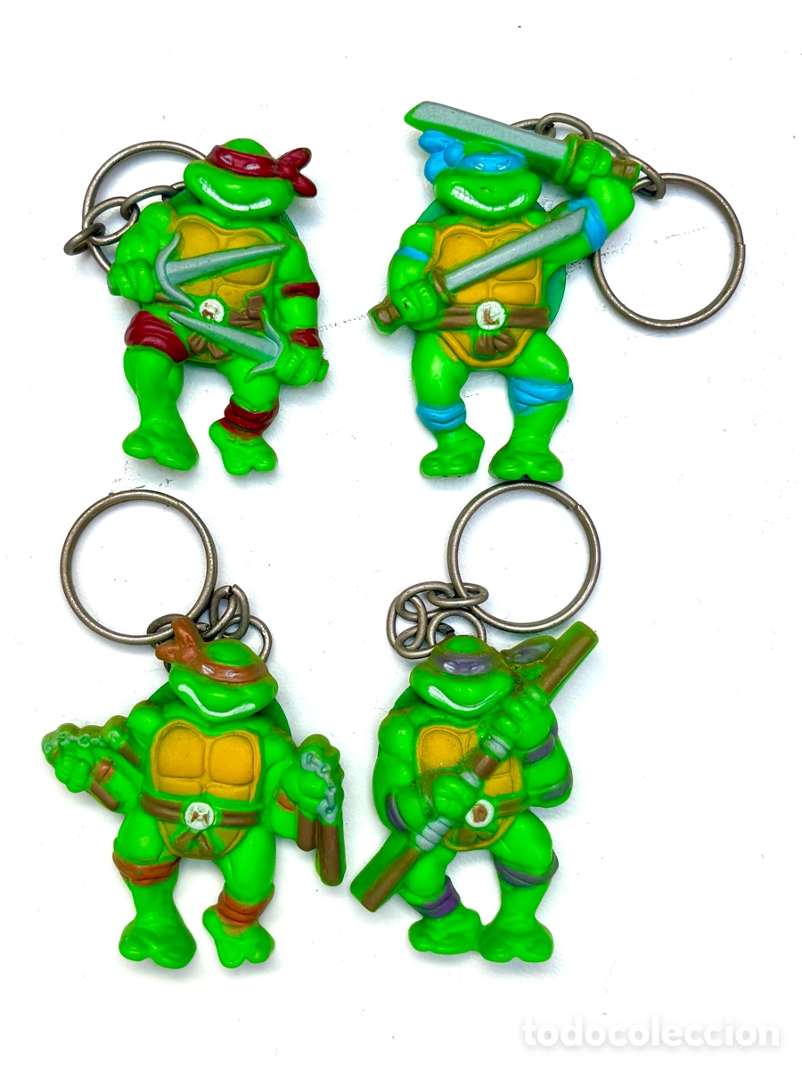 Collectionnisme de portes-cl&eacute;s: Lote 4 Llaveros Vintage Tortugas Ninja (TMNT) - Star Toys 1988 (Mirage Studios)