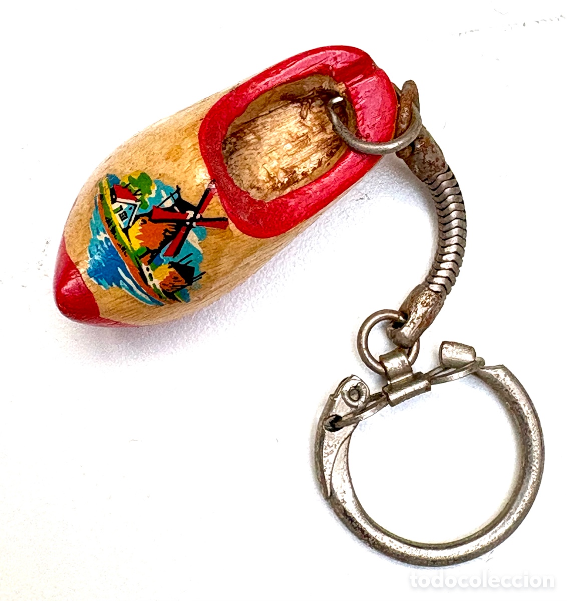 Coleccionismo de llaveros: Llavero Vintage Recuerdo de Holanda - Zueco de Madera Pintado a Mano