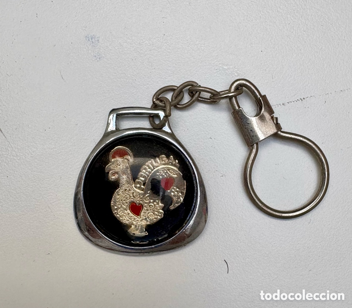 Coleccionismo de llaveros: Llavero Antiguo Vintage Metal Esmaltado Gallo de Barcelos Portugal