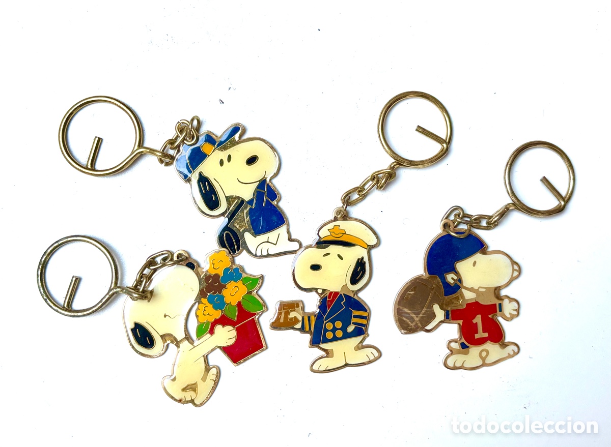 Sammlung von Schl&uuml;sselanh&auml;ngern: Lote de 4 Llaveros Vintage Snoopy (Peanuts) - Metal Esmaltado A&ntilde;os 80