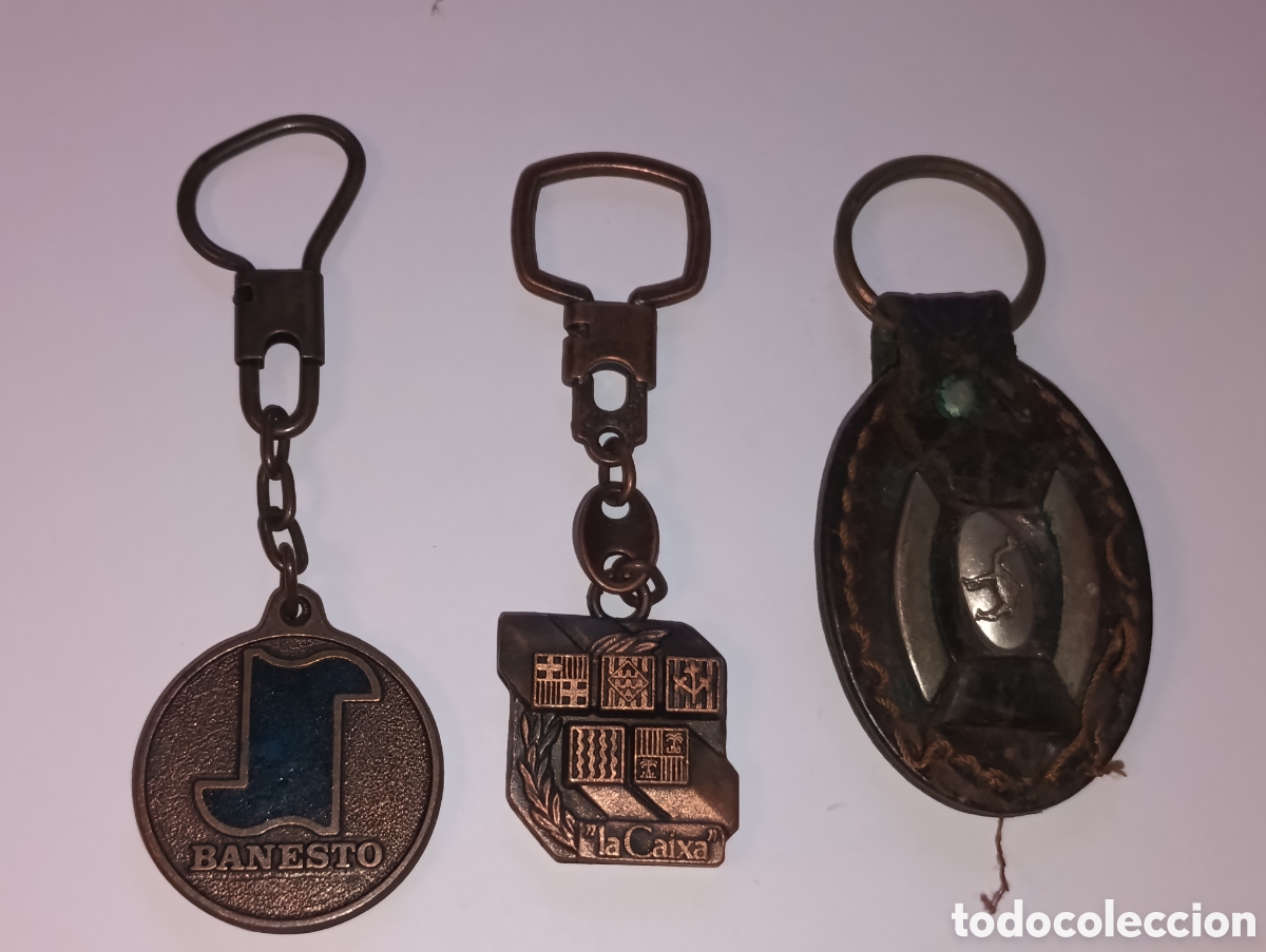 Collectionnisme de portes-cl&eacute;s: Lote 3 llaveros Banesto la Caixa Camel banco tabaco