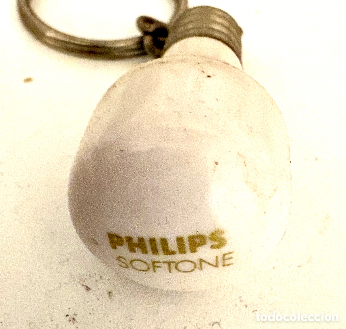 Collectionnisme de portes-cl&eacute;s: Llavero publicitario vintage Philips Softone - Forma de bombilla retro