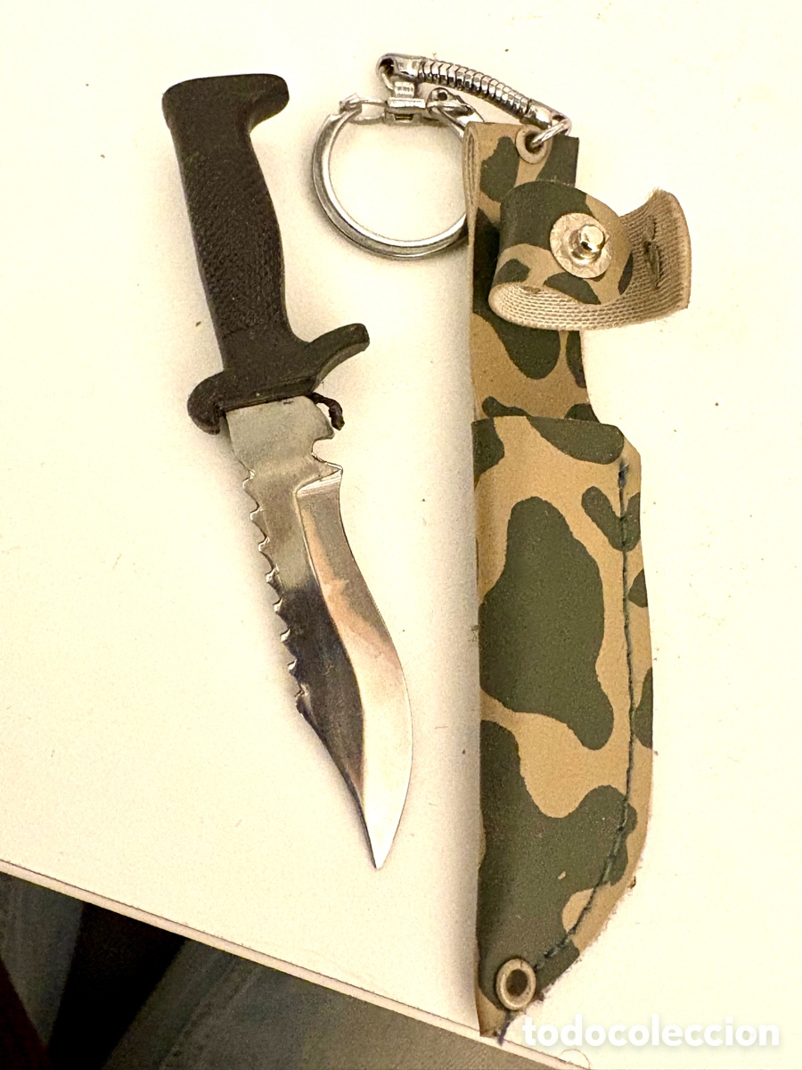 Coleccionismo de llaveros: Llavero Cuchillo T&aacute;ctico Vintage Con Funda Camuflaje A&ntilde;os 70/80
