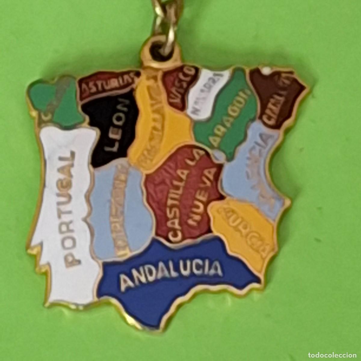 Collectionnisme de portes-cl&eacute;s: LLAVERO - MAPA DE ESPA&Ntilde;A Y PORTUGAL PENINSULA PROVINCIAS - ESMALATADO