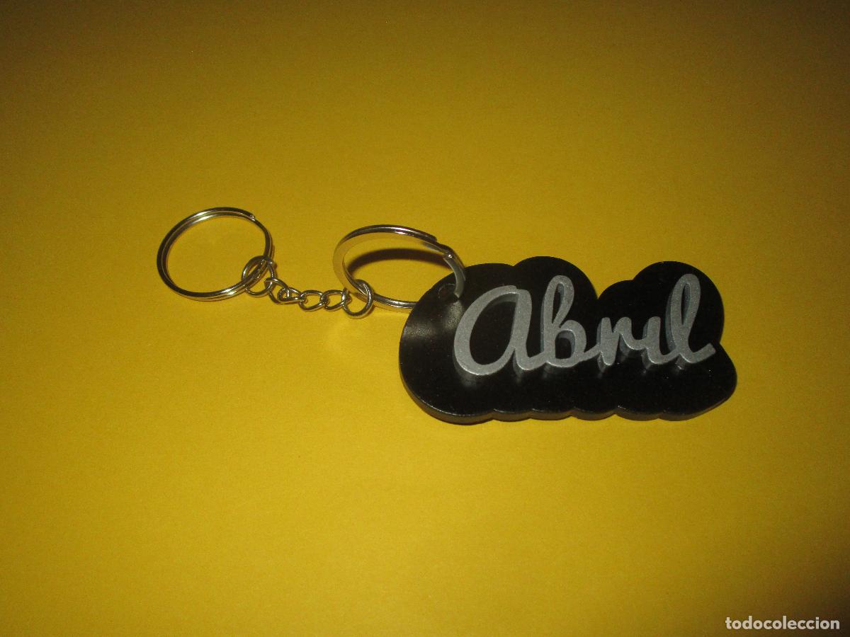 Coleccionismo de llaveros: LLAVERO PERSONALIZADO CON NOMBRE EN MADERA - ABRIL - PINTADO A MANO - REGALO ORIGINAL