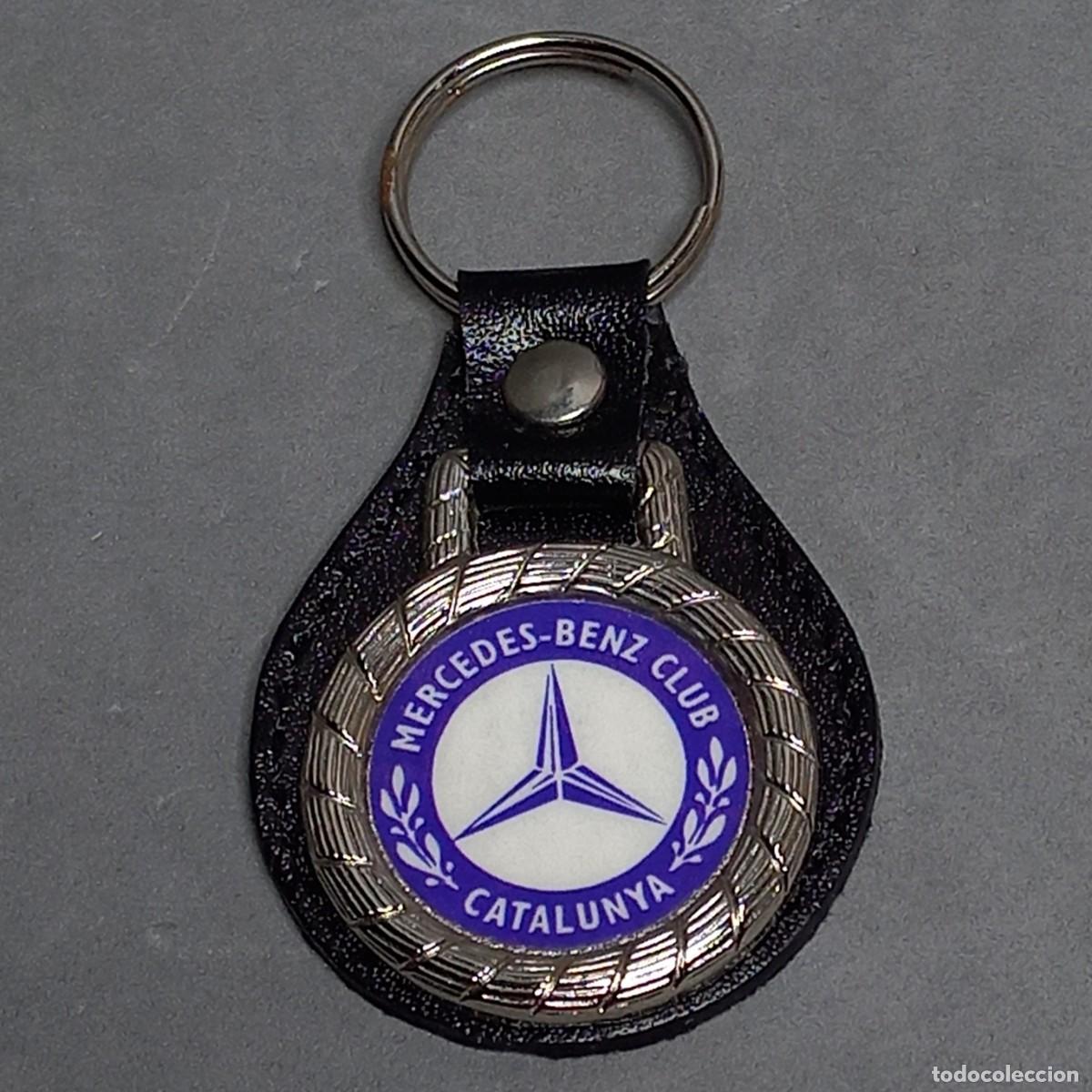 Coleccionismo de llaveros: Antiguo llavero Mercedes Benz Club, Catalunya, a&ntilde;os 80 - 90 encabado en lengua de cuero
