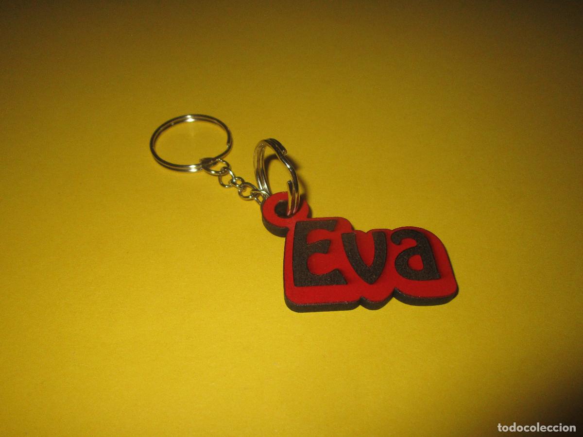 Coleccionismo de llaveros: LLAVERO PERSONALIZADO DE MADERA GRABADO CON NOMBRE - EVA - ARTESANAL