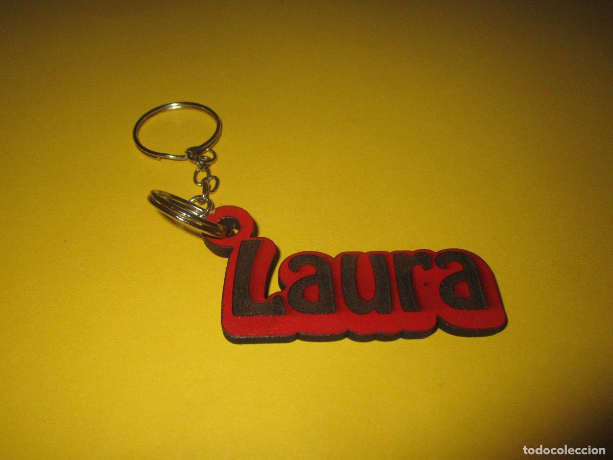 Coleccionismo de llaveros: LLAVERO PERSONALIZADO DE MADERA GRABADO CON NOMBRE - LAURA - ARTESANAL