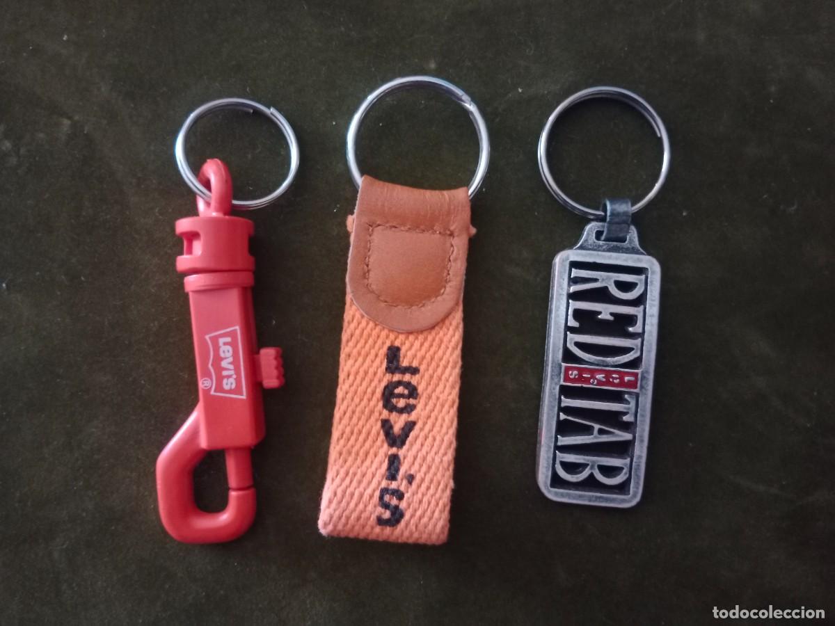 Colecionismo de porta-chaves: 3 LLAVEROS PUBLICIDAD TEJANOS JEANS LEVI&acute;S - RED TAB , MOSQUETON Y CINTA A&Ntilde;OS 80