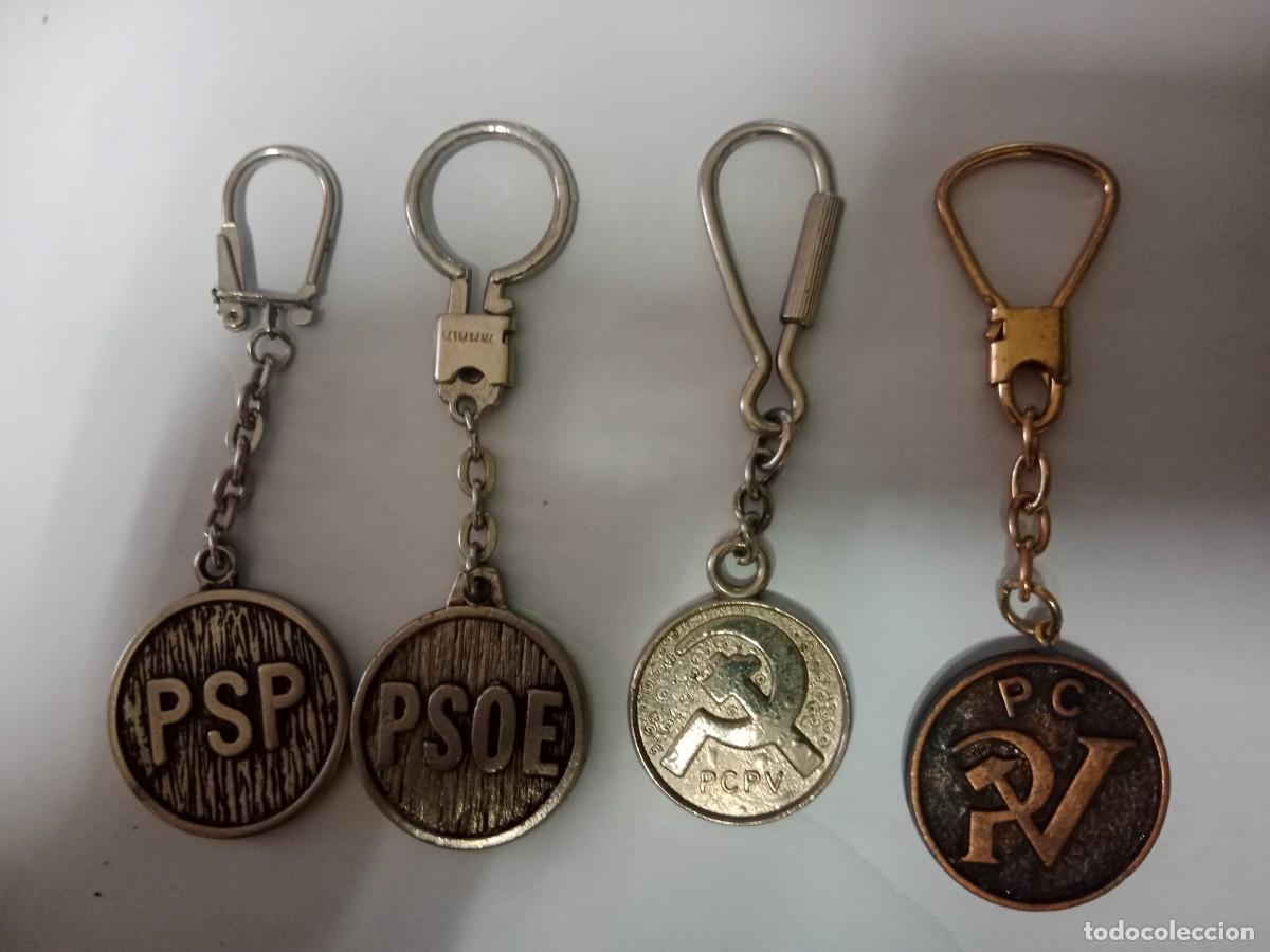 Coleccionismo de llaveros: 4 LLAVEROS PROPAGANDA / ACCION POLITICA A&Ntilde;OS 80 - PSOE PSP PCPV