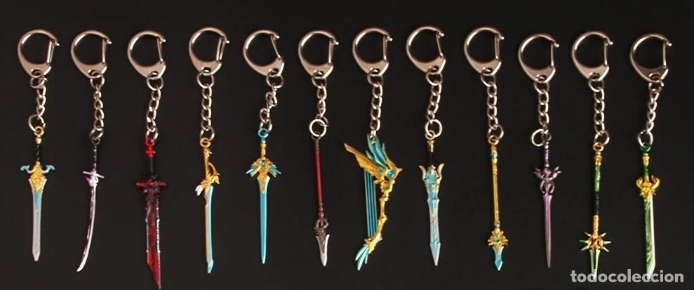 Coleccionismo de llaveros: Genshin Impact - 12 Llaveros Armas Miniatura