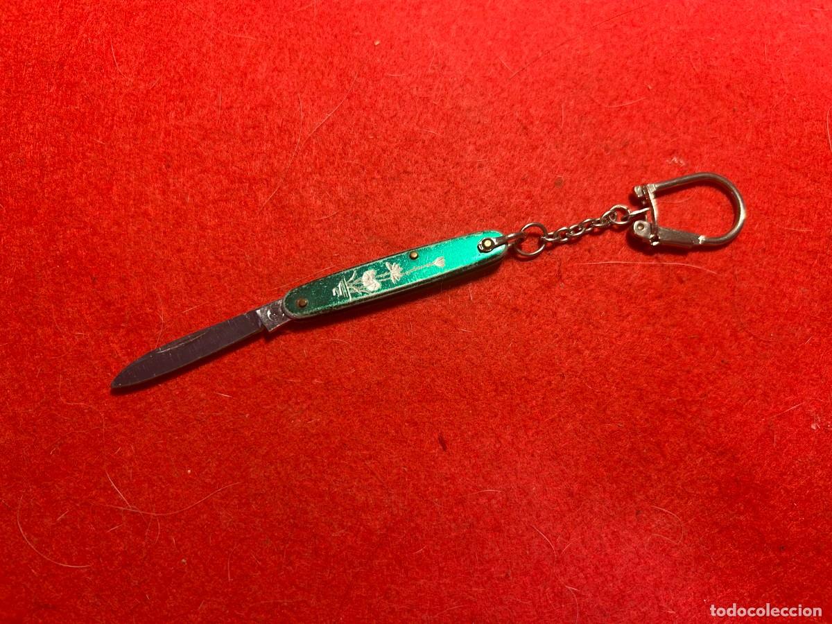Coleccionismo de llaveros: llavero mini navaja de metal con dibujo de flor