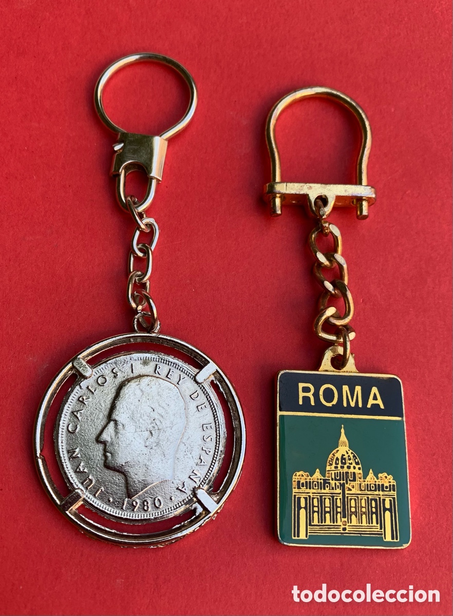 Coleccionismo de llaveros: LLAVEROS MONEDA 100 PST JUAN CARLOS I & ROMA
