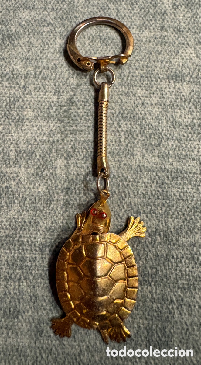 Coleccionismo de llaveros: (L972) Llavero Retro Tortuga de Metal Dorado Articulada Movible A&ntilde;os 70/80