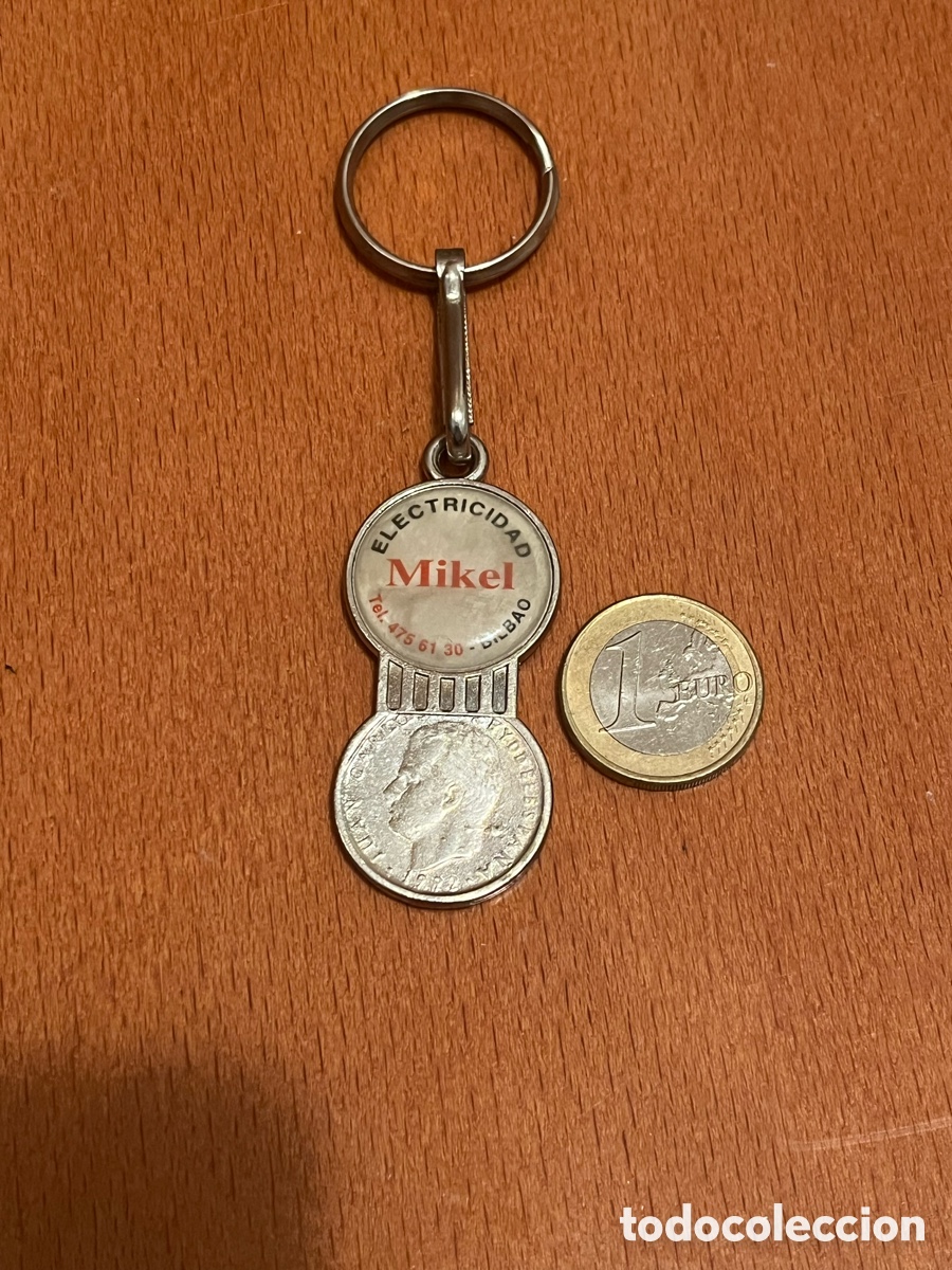 Coleccionismo de llaveros: Llavero ELECTRICIDAD MIKEL, Bilbao. Simulando moneda de 100 pesetas para carrito supermercado