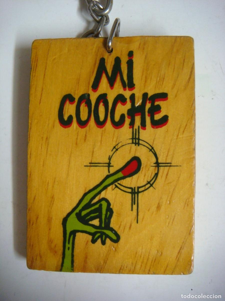 Coleccionismo de llaveros: LLAVERO TABLITA DE MADERA CON EL TEXTO DE MI COCHE-(&)