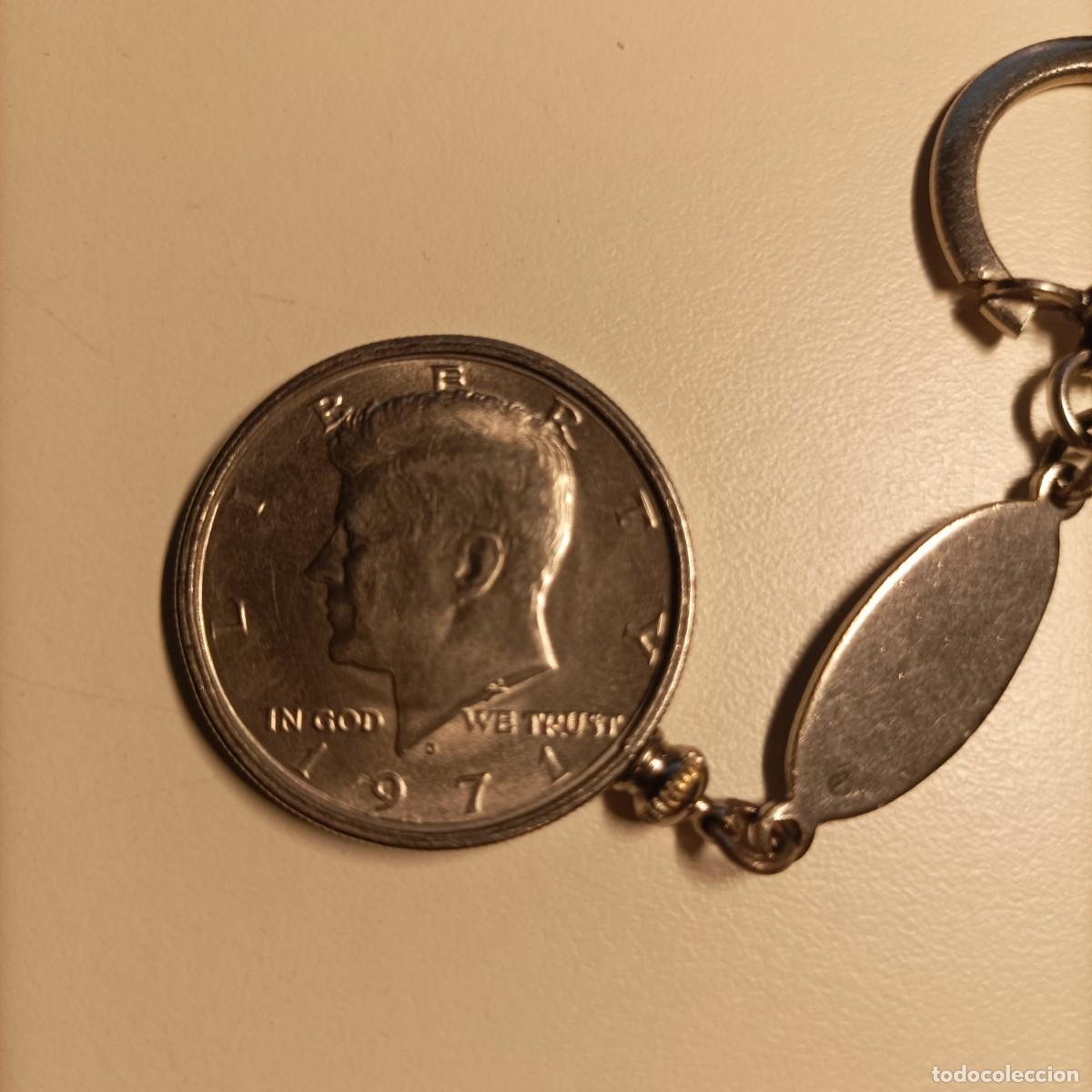 Coleccionismo de llaveros: Llavero antiguo aut&eacute;ntico, 1/2 d&oacute;lar de J. F. Kennedy, 1971