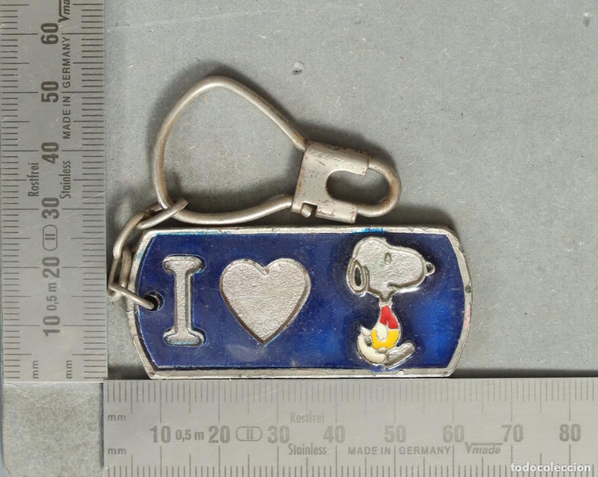 Sammlung von Schl&uuml;sselanh&auml;ngern: LLAVERO. Peanuts SNOOPY Keyring Heart on Blue Metallic