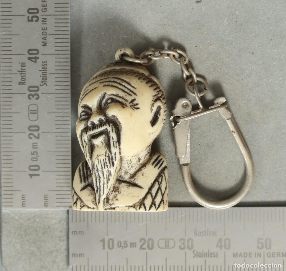 Coleccionismo de llaveros: LLAVERO. Japanese Netsuke Old Man - Carved Bone